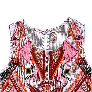 Anthropologie‎ Dolan Velia Aztec Embroidered Tank Top Boho Bohemian Western Sz M
